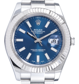 Rolex Datejust II, Navy Blue Baton Dial. Ref: 116334 (B/P/Tags 2017) — watch photographed by Tempvs Watches