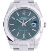 Rolex Datejust 41, Mint Green Dial. Ref: 126300 Stickers (B/P 2023) — watch photographed by Tempvs Watches