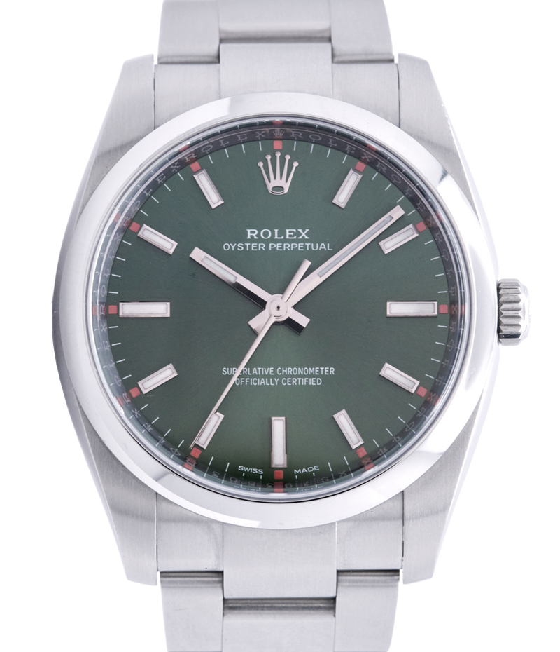 Rolex Oyster Perpetual 34, Olive Green Dial. Ref: 114200 (Rolex Card 2017)