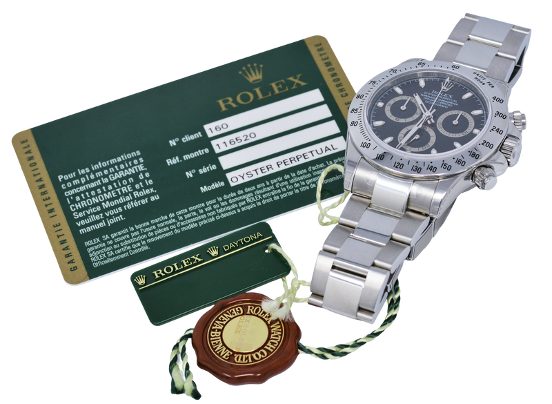 Rolex Daytona Stainless Steel Black Dial, Ref: 116520. New Old Stock Stickers (B/P & Tags 2009)