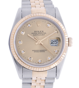 Rolex Datejust 36, Steel & Gold, Champagne Diamond Dial. Ref: 16233 (Papers 1995)