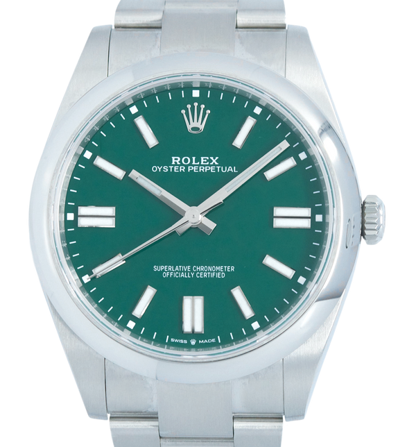 Rolex Oyster Perpetual 41, Green Dial. Ref: 124300 (B/P 2022)