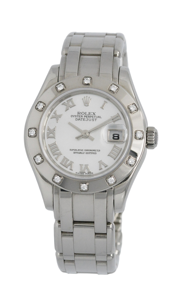 Rolex Lady-Datejust Pearlmaster, White Gold with Mother Of Pearl (MOP) Dial. Ref: 80319