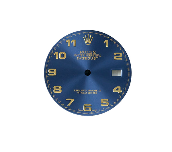 Rolex Datejust Dial in Blue with Arabic Numerals. For 16233, 16203 & Others