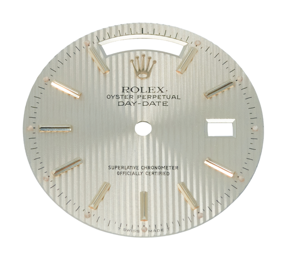 Rolex Day-Date 36mm Dial. Gold/Champagne Pinstripe/Tapestry Baton