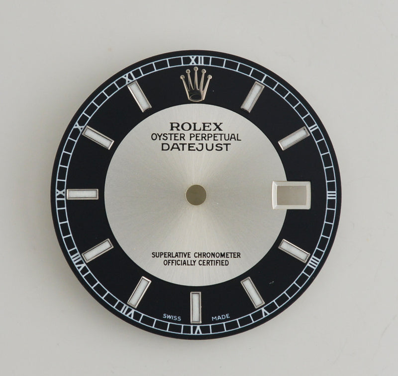 Rolex Datejust Black Silver Bullseye Dial. For 16234 and others