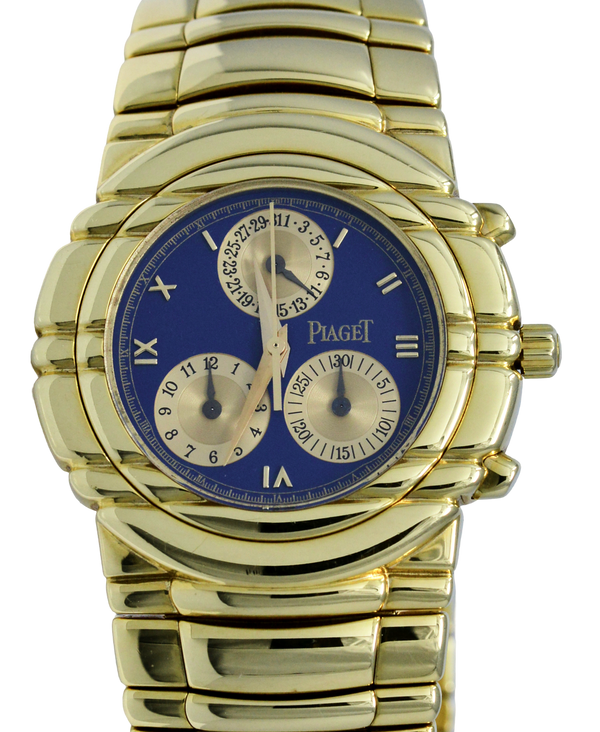 Piaget Tanagra Yellow Gold Chronograph, Blue Dial. Ref: 14081M401D