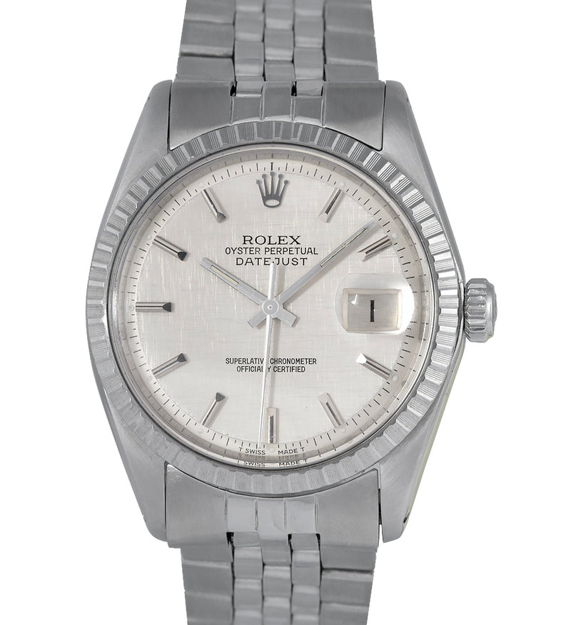 Datejust Steel with Silver Linen/Tapestry Dial, Ref: 1603 (1977)