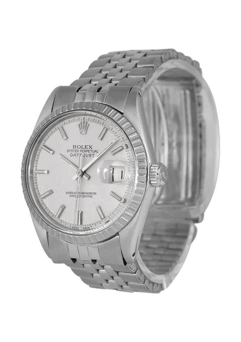 Rolex Datejust 1603 Linen Datejust Steel With Silver Linen/Tapestry