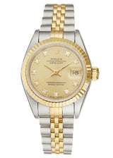 Rolex Ladies Datejust Steel & Gold, Champagne Diamond Dial. Ref: 69173 — watch photographed by Tempvs Watches