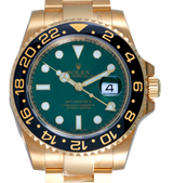 Rolex GMT Master II Yellow Gold Green Dial. Ref 116718LN NOS