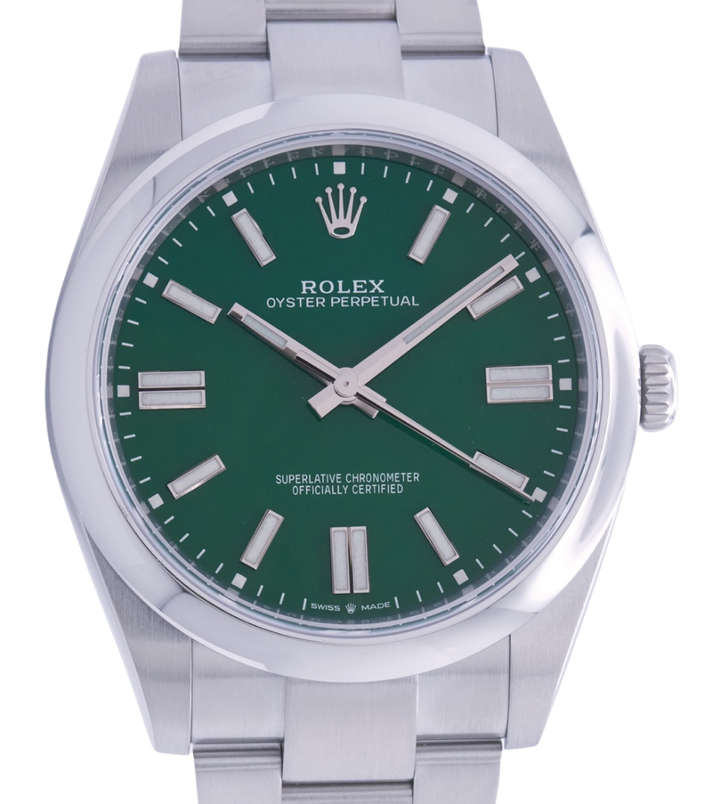 Rolex Oyster Perpetual 41, Green Dial. Ref: 124300 (B/P 2023)