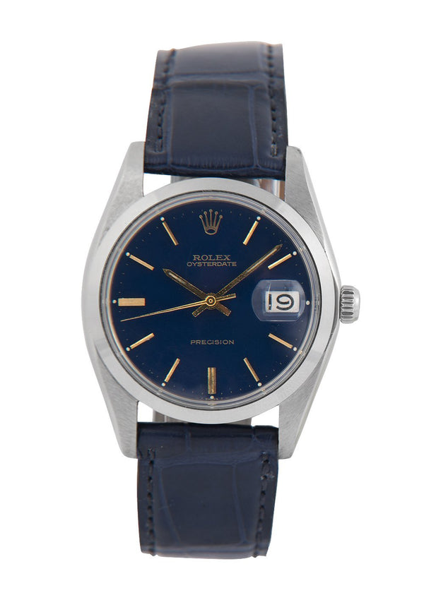 Rolex Oysterdate Steel Watch with Blue Dial, 6694