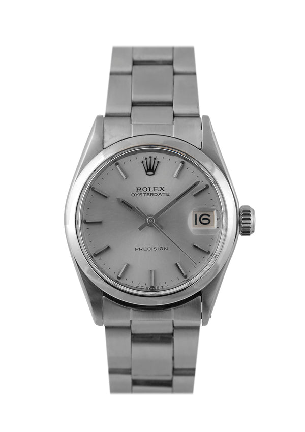 Rolex Midsize Oysterdate Steel Watch with Silver Dial Ref: 6466