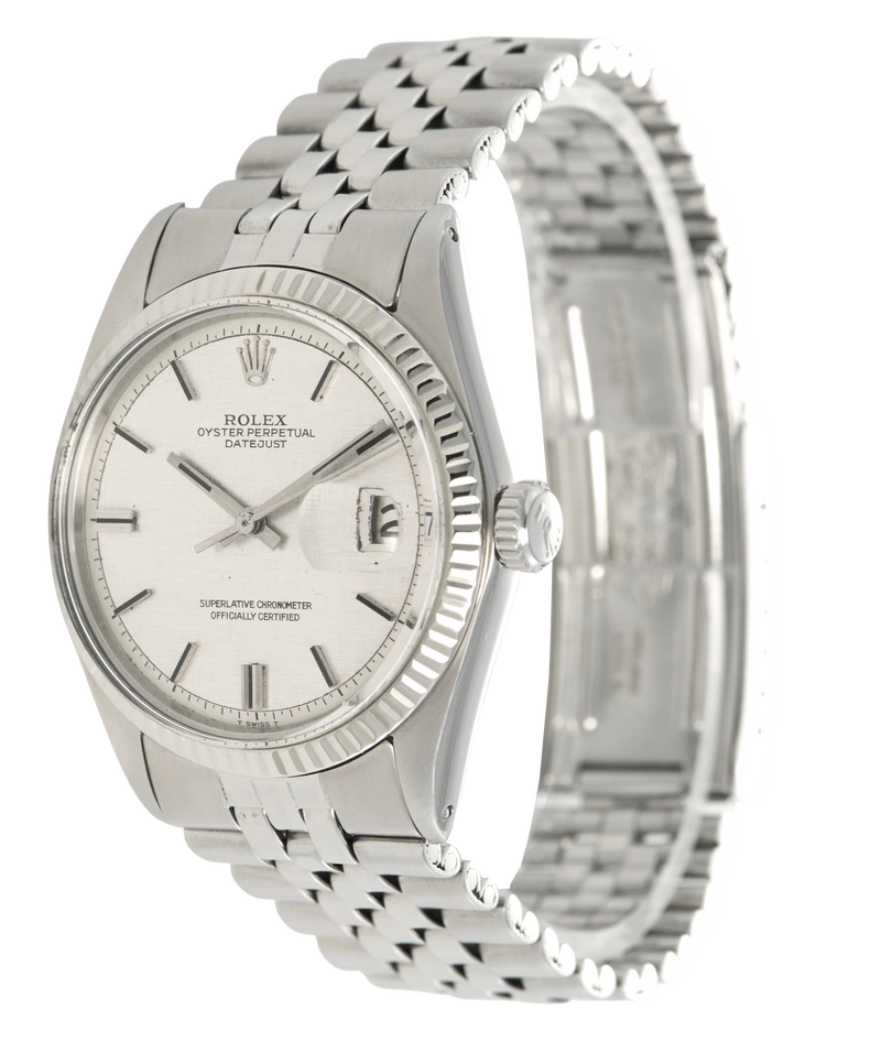 Rolex Datejust Steel with Silver Linen Tapestry Dial. Ref 1601