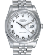 Rolex Datejust Steel with White Roman Numeral Dial, Ref 116200 (RRR Rehaut 2007) — watch photographed by Tempvs Watches
